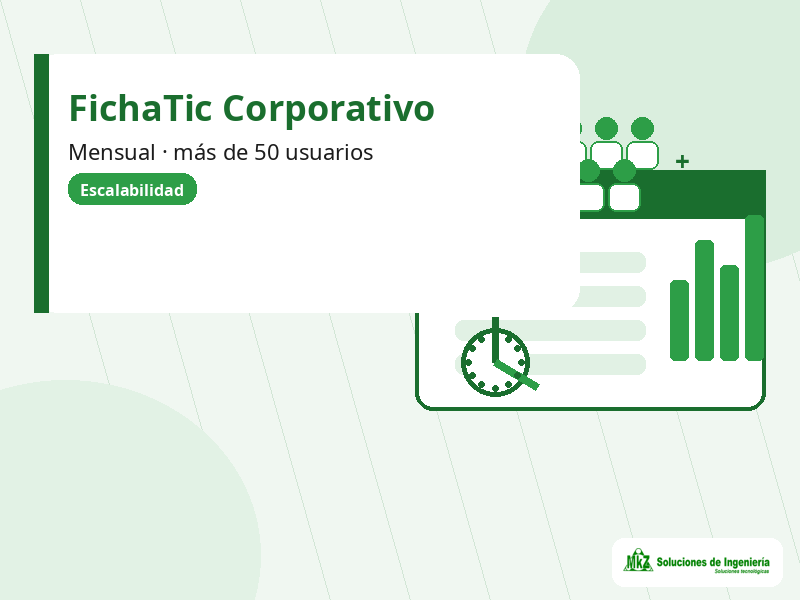 Imagen principal de FichaTic Corporativo mensual — control presencial más de 50 usuarios para más de 50 usuarios