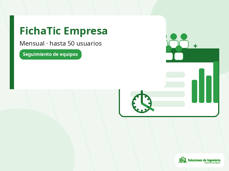Imagen principal de FichaTic Empresa mensual — control horario hasta 50 usuarios para hasta 50 usuarios