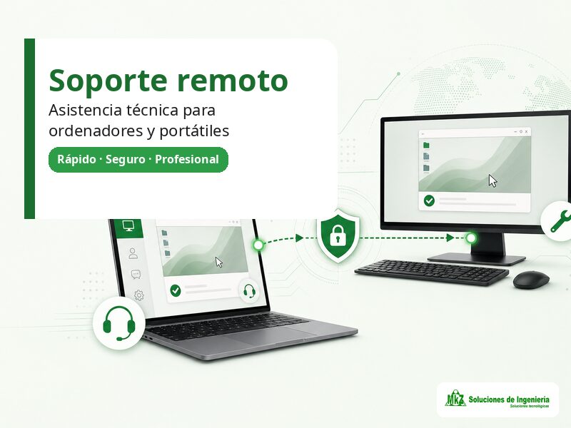 Imagen principal del producto Soporte remoto para ordenadores y portátiles de MkZ Soluciones