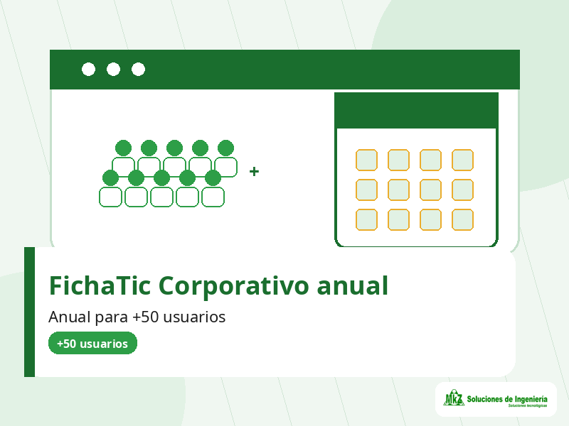 Imagen de contexto de FichaTic Corporativo anual — control horario empresas más de 50 usuarios para más de 50 usuarios