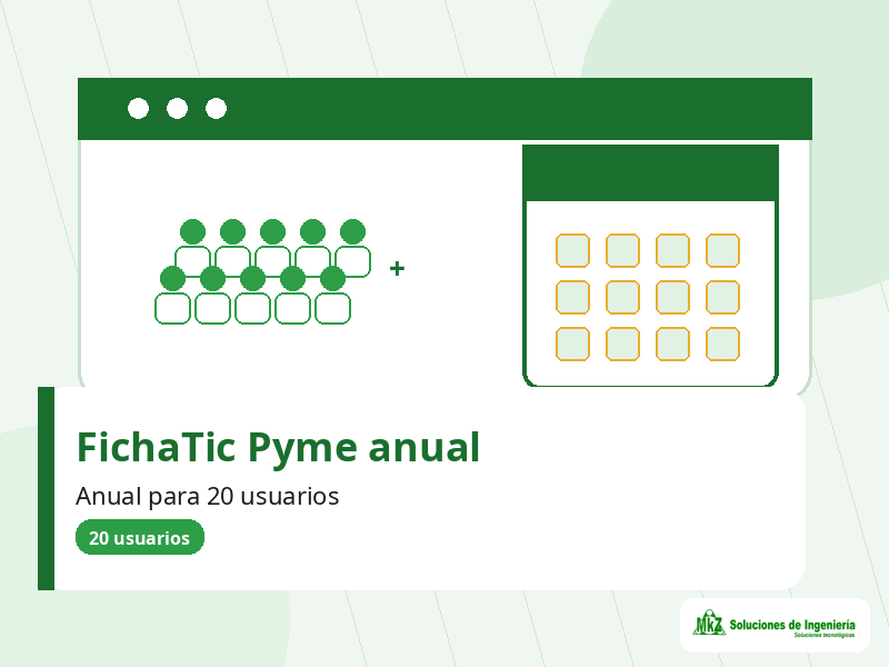 Imagen de contexto de FichaTic Pyme anual — software de control horario hasta 20 usuarios para hasta 20 usuarios